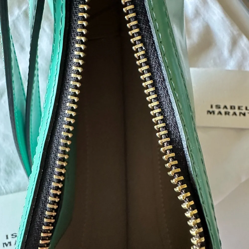 Isabel Marant Oskan Moon Green Shoulder Bag with Gold Accents NWT - Picture 8 of 10